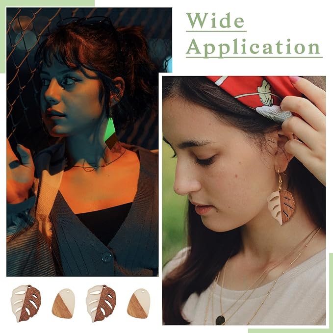 FASHEWELRY Glow in The Dark Resin Wood Earrings Charms Geometry Luminous Wooden - Image 4