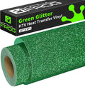 VINYL FROG Green Glitter Heat Transfer Vinyl Roll 12" x5ft Green Iron on Vinyl by VINYLFROG