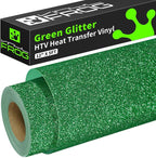 VINYL FROG Green Glitter Heat Transfer Vinyl Roll 12" x5ft Green Iron on Vinyl by VINYLFROG