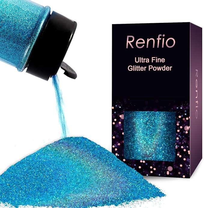 Renfio Holographic Ultra Fine Glitter Powder Metallic Resin Glitter 2.11 Oz PET by Renfio
