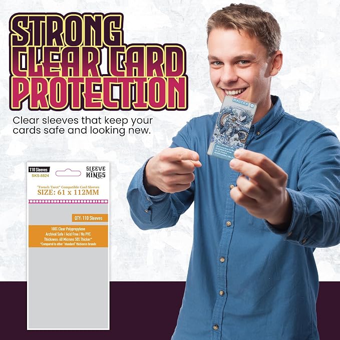 Sleeve Kings French Tarot Card Sleeves 61x112mm – 110 Pack Clear Protective - Image 2