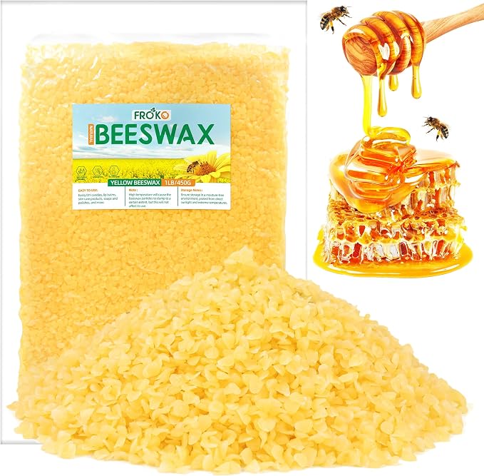 FROKO Yellow Natural Beeswax Pellets 1LB, Organic Beeswax, Beeswax by FROKO