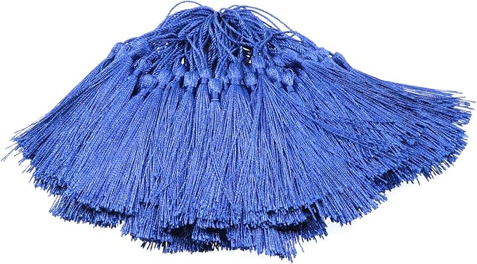 VAPKER 100 Pieces Blue Tassels 13cm/5-Inch Silky Handmade Soft Tassels Floss - Image 2