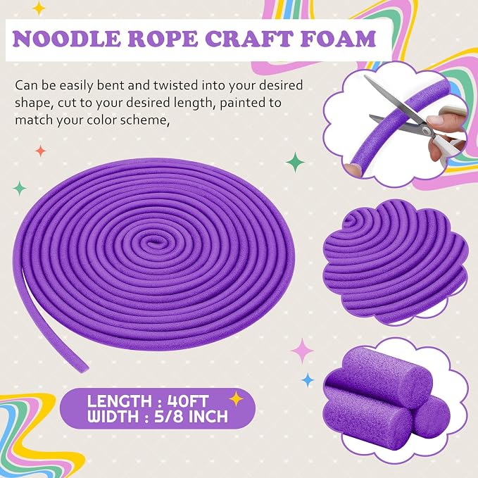 Frienda 5/8 Inch x 40 Ft Light Purple Foam Noodles - Image 2