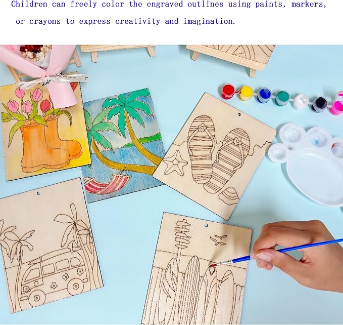 Piatoeke 16PCS 5.9×4.7in Unfinished Wood Crafts to Paint, DIY Fun Things to - Image 4