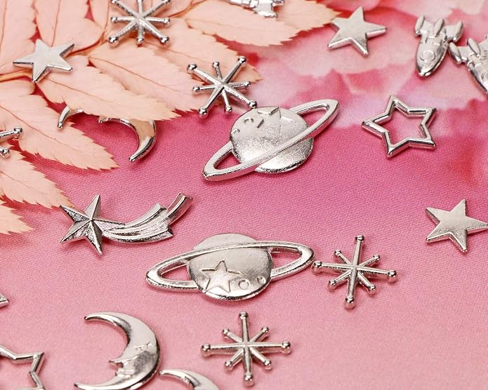 PENTA ANGEL Cosmos Themed Resin Fillers Charms Beads 42Pcs Gold Alloy Star Moon - Image 3