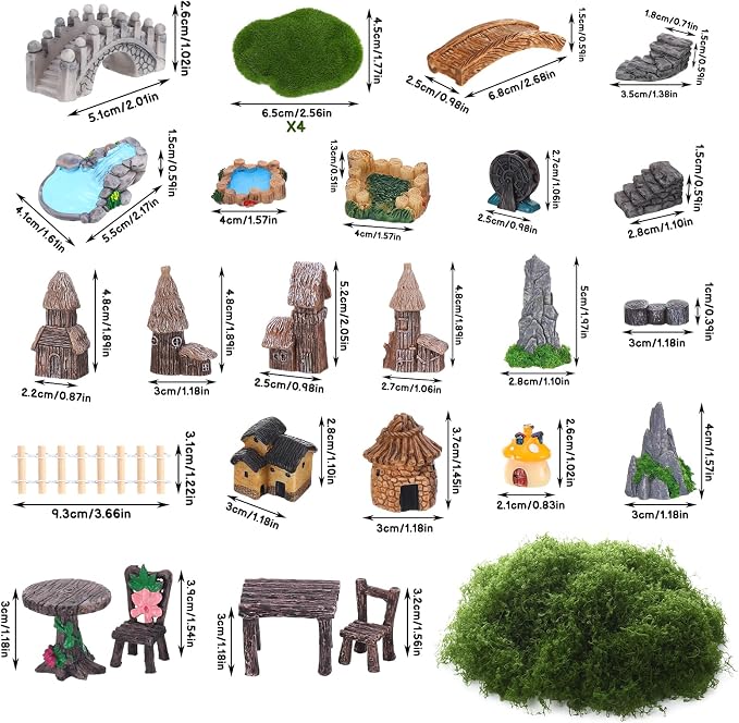 32 Pcs Fairy Garden Accessories Miniature Landscape Ornaments Set | Resin - Image 8