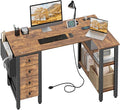 Lufeiya L Shaped Desk with Drawers & Storage Shelves, 47 Inch Small Reversible by LUFEIYA