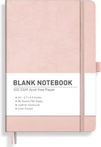 RETTACY Blank Journal Notebook, 192 Pages, A5 Medium Size | Leather Hardcover by RETTACY