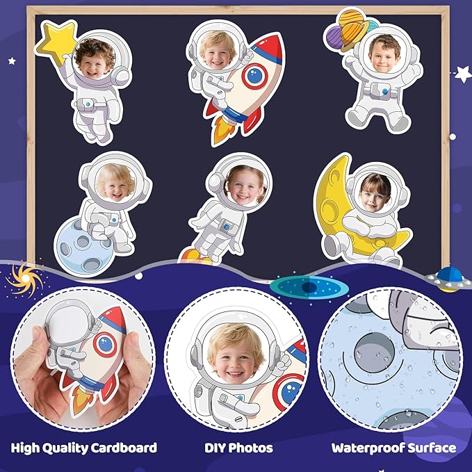 54Pcs Astronaut Cutouts Bulletin Boards Decorations, DIY Space Cutouts Planet - Image 4