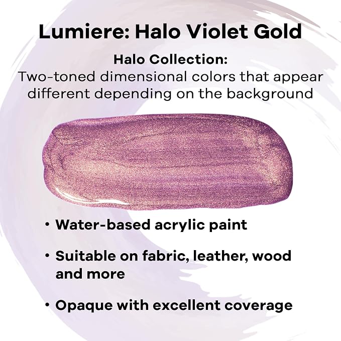 Jacquard Lumiere 8oz Fabric Paint Halo Violet Gold - Image 2