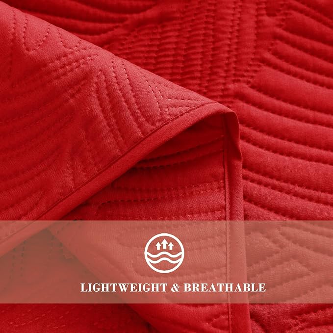 Exclusivo Mezcla Queen Quilt Bedding Set, Lightweight Red Quilts Queen Full Size - Image 5