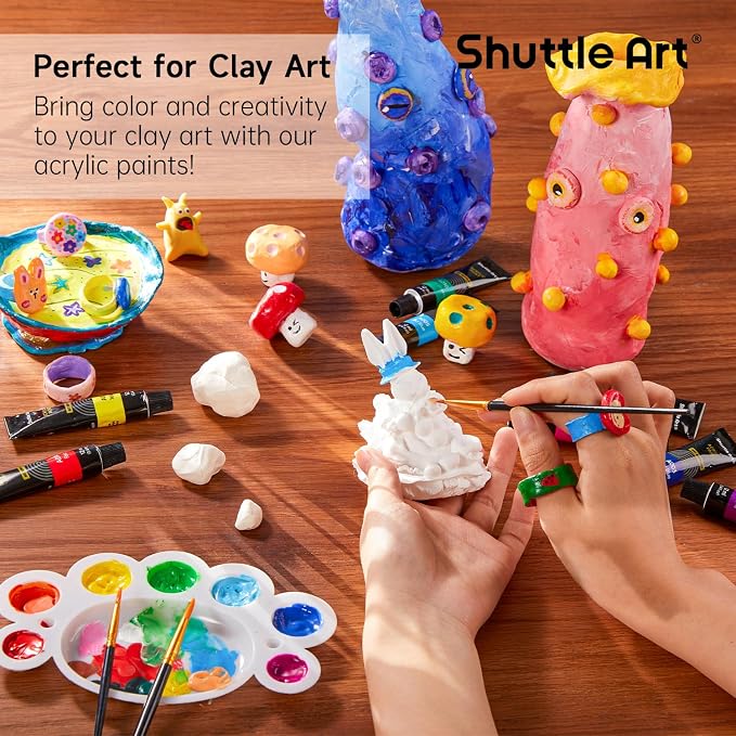 Shuttle Art Acrylic Paint Set, 16 x12ml Tubes Artist Quality Non Toxic Rich - Image 7