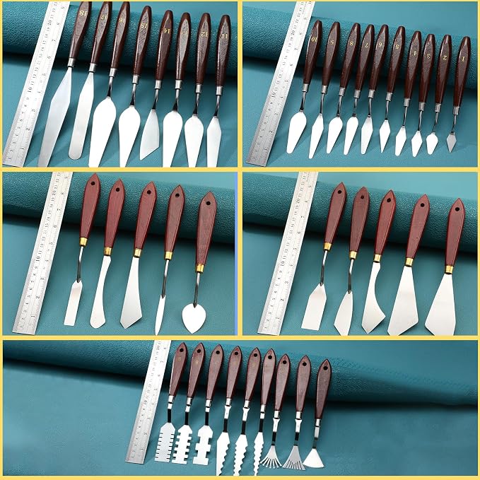 Lasnten 37 Pcs Palette Knife Set Pallet Knife Set Stainless Steel Paint Spatula - Image 2