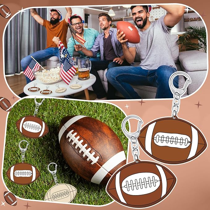 RattanView 24 Pcs Football Craft Color Your Own Keychains DIY Craft Wooden - Image 5