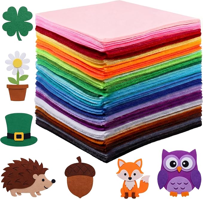 Reginary 120 Pcs 6 x 6 Inch, 2mm Thick Felt Sheets Bulk by Reginary