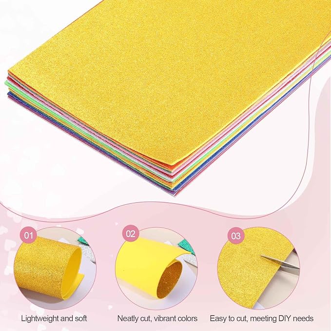 MECCANIXITY 5 Sheets Dark Blue Shiny Foam Sheets, 8 Inch x 12 Inch Sparkle EVA - Image 3