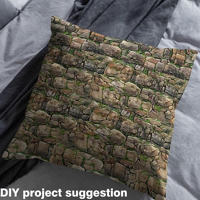 Feelyou Nature Upholstery Fabric by The Yard, Stones Moss Outdoor Fabric by The - Image 4