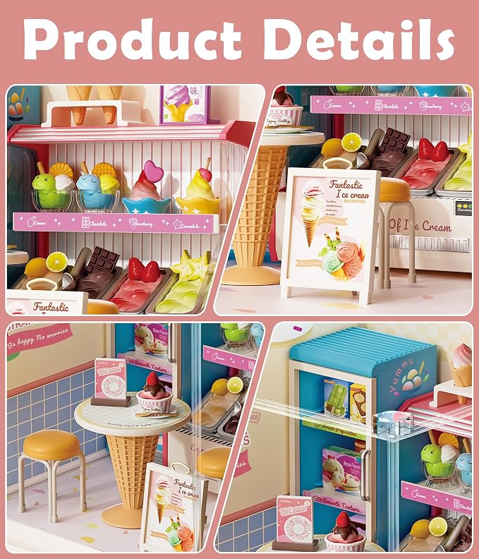 Ice Cream Shop Miniature House Kit, Plastic DIY Dollhouse - Image 3