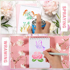 Augshy 56 Pack Flower Stencils for Wood, Butterfly & Bird Stencils for Wall & - Image 4