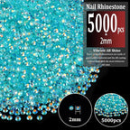 5000pcs 2mm Resin Rhinestones Bulk, Transparent Lake Blue AB Flatback Round - Image 2
