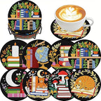 Clendo 8 Pcs 5D Book Diamond Art Coasters Kits by Clendo