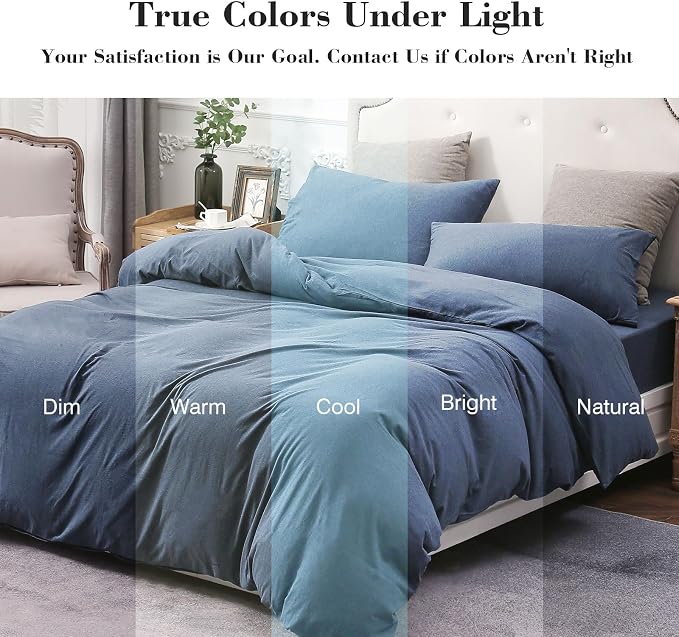 PURE ERA Jersey Knit Duvet Cover Set 100% T-Shirt Cotton Super Soft Comfy 2pc - Image 5