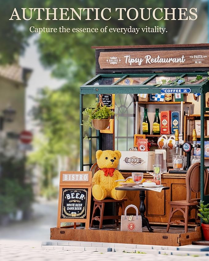 Rolife DIY Miniature House Kit 1:18 Coffe&Bar Dollhouse Diorama Model, Build - Image 3