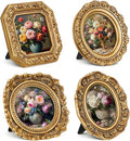 Qunclay Vintage Mini Picture Frames Set of 4, Round Rectangle Ornate Small by Qunclay