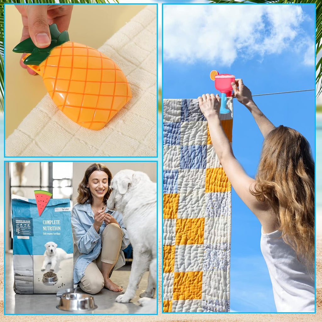 Sieral 8 Pcs Beach Towel Clips Beach Chair Pool Clips for Chairs Plastic Windproof Holder Funny Decorative Clothespins for Patio Accessories Summer, 4 Styles(Cute Style)