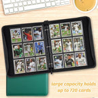 GERMUN 3 Ring 9 Pocket Zipper Card Binder, 720 Double Sided Standard PU Trading - Image 7