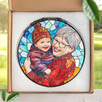 LOVELYPOD Custom Grandma and Grandkids Faux Stained Glass Sun Catcher, - Image 2