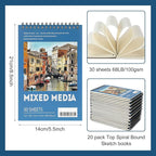 Jexine 20 Pcs 5.5'' x 8.5'' Top Spiral Bound Sketch Book 30 Sheet Each - Image 2