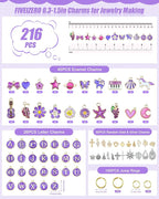 FIVEIZERO 216PCS Charms for Jewelry Making, Enamel Blacelet Charms Kit | - Image 2