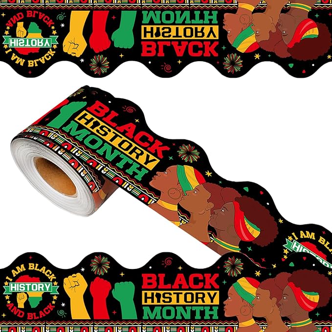 69 Feet Black History Month Bulletin Board Scalloped Kente Borders Classroom by Unknown