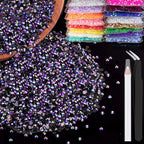 5000pcs 2mm Resin Rhinestones Bulk, Purplish Black AB Flatback Round Jelly by BELLEBOOST