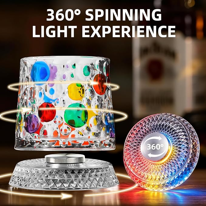 2PCS Spinning Whiskey Glass, 9.4oz | Hand-painted embossed, 360° rotating - Image 6