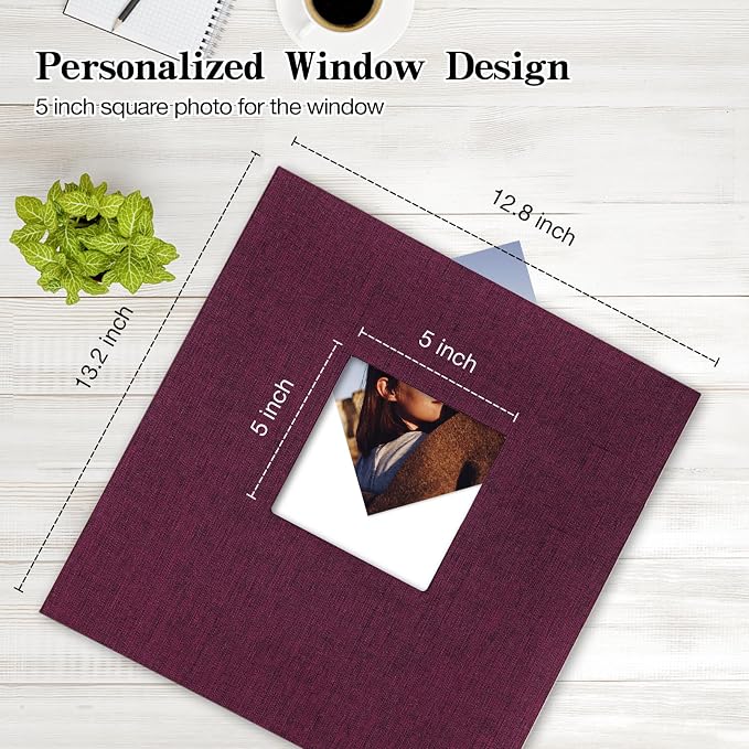 potricher Large Photo Album Self Adhesive 3x5 4x6 5x7 8x10 10x12 Pictures Linen - Image 2