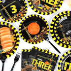 100 Pcs Construction 3rd Party Plates and Napkins Set 3 Years Old Birthday - Image 5
