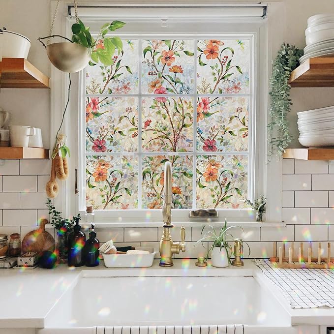 Ranzdn Window Privacy Film, Stained Glass, Static Cling, 17.5" x 78.7" | No - Image 5