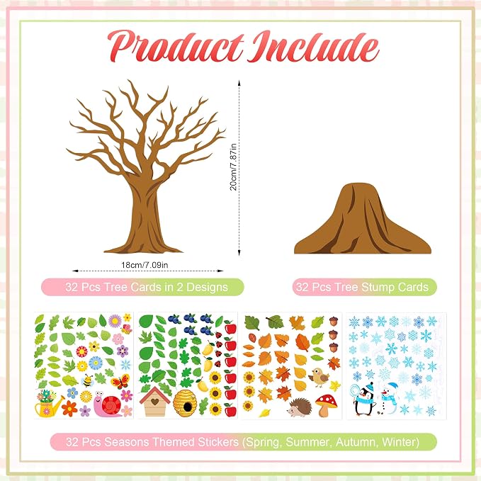 32 Set Seasonal Trees Craft Kits Make Your Own Four Seasons Tree Decoration | - Image 2