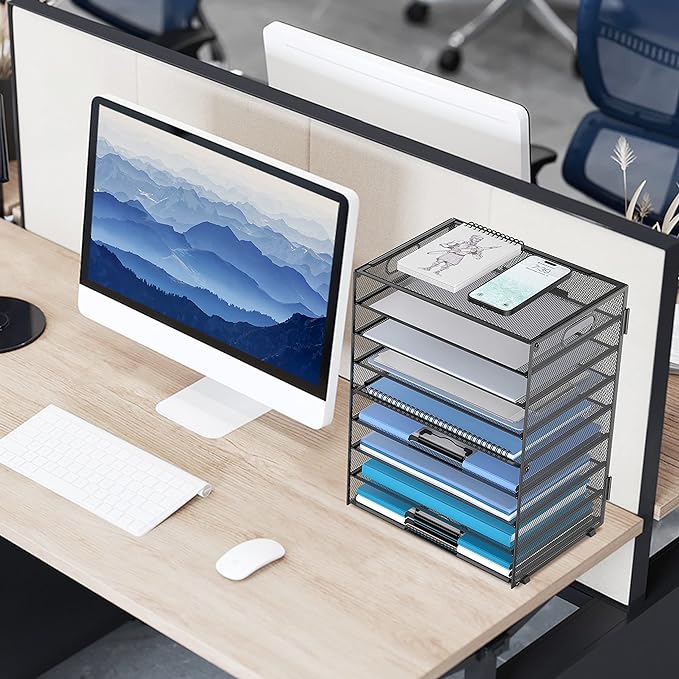 DALTACK 9-Tier Paper Organizer for Desk, Mesh Letter Tray Desk Organizer - Image 2