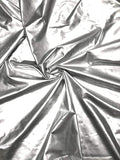Polyester Spandex Shiny Silver Faux Vinyl 2 Ways Stretch Fabric by Unknown