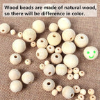 300pcs 10MM Wood Beads Natural Unfinished Round Wooden Loose Beads Wood Spacer - Image 5