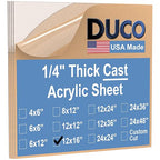 Duco Clear Cast Acrylic Sheets 1/4" Thick 12" x 16" by DucoPlasticsSupply