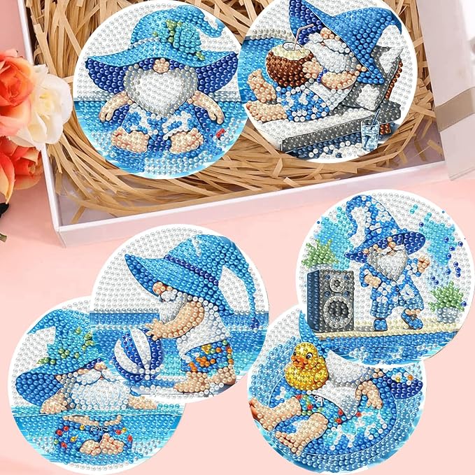 8 Pack Gnome Diamond Art Coasters Kits - Image 6