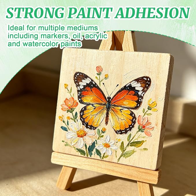 ESRICH 4x4 Inch Wood Panels, 9 Pack Square Craft Wood Canvas Boards, Blank - Image 4
