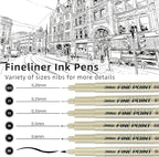 Qionew Micro Fineliner Pens, 6 Pack, Study Supplies, artist illustrations - Image 2