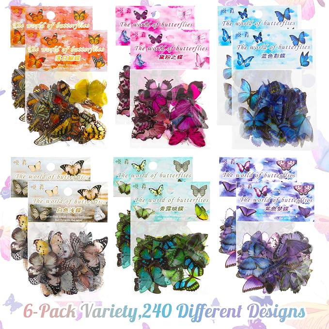 COMNICO Butterfly Stickers PET Waterproof Transparent Colorful Resin Decals - Image 2
