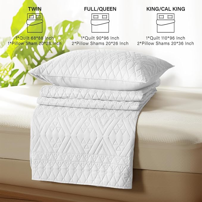 akkialla Twin Size Quilt Bedding Set, Modern Style Geoetric Pattern Coverlet Set - Image 7